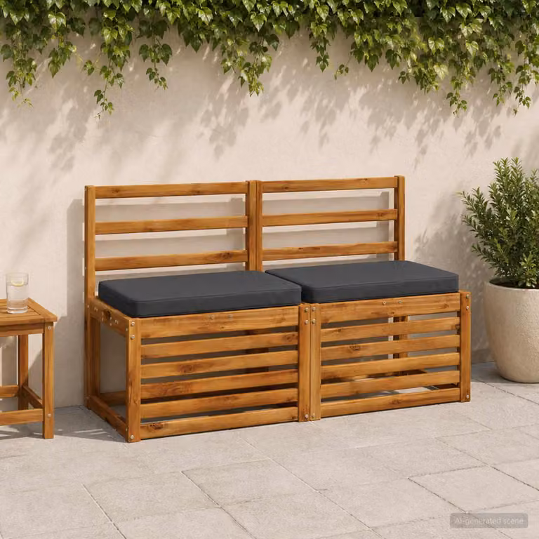 Set di 2 cuscini per panchina vidaXL in poliestere con rivestimento rimovibile, resistenti ai raggi UV, disponibili in blu o grigio