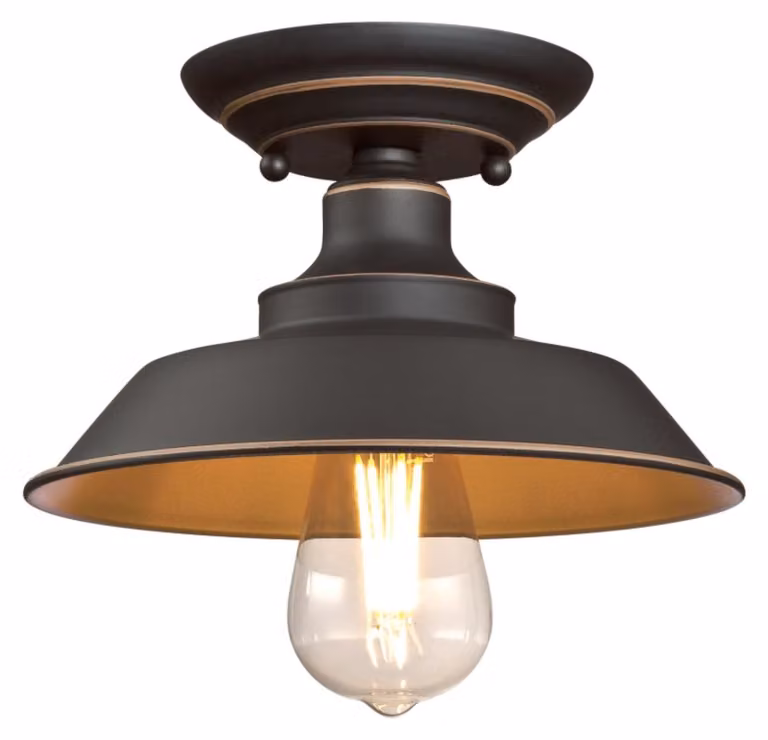 Plafoniera a fiamma singola Iron Hill bronzo oliato