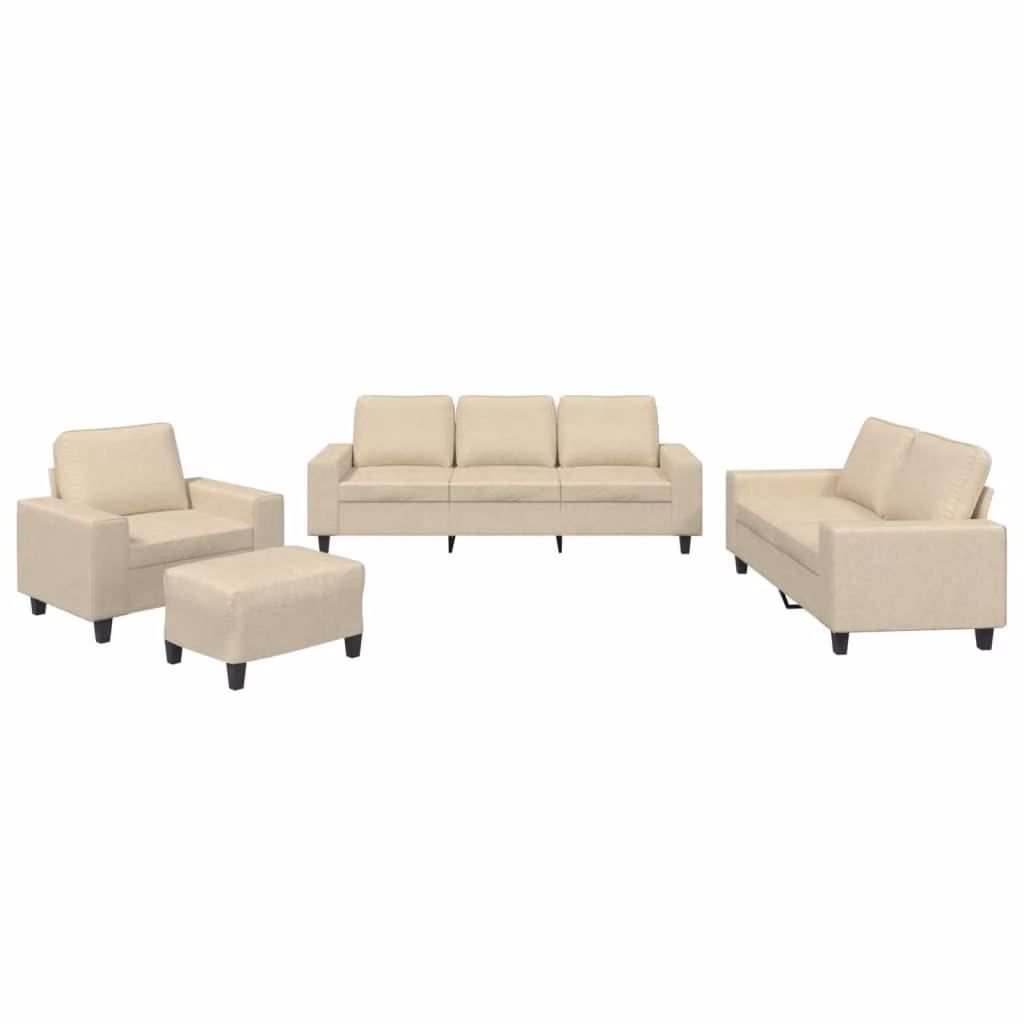 Set di Divani 4 pz Crema in Tessuto