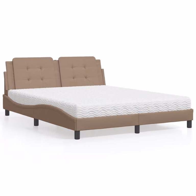 Letto con Materasso Zadar vidaXL in Similpelle Cappuccino L/P: 160 x 200 cm