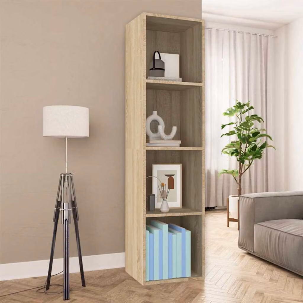Libreria e Mobile TV vidaXL in Legno Multrato e MDF, Colore Rovere Sonoma, L 36 cm x P 30 cm x H 143 cm