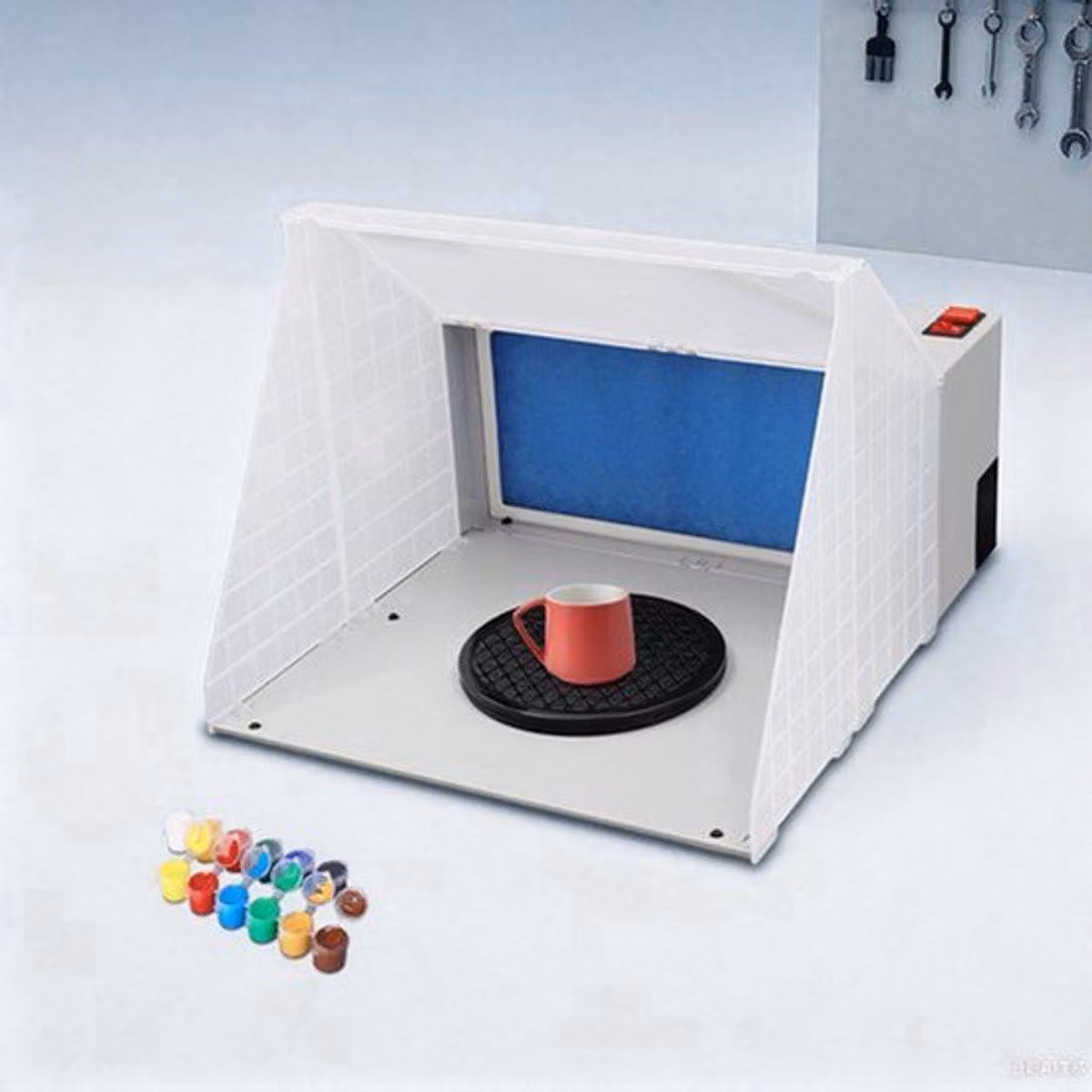 Cabine per verniciatura a spruzzo - Colore: bianco - Potenza: 25W - Silenziosa - Con sistema di aspirazione, ideale per arte e artigianato