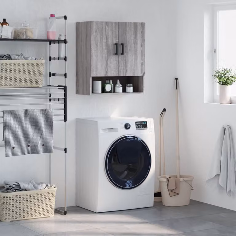 Armadietto a muro vidaXL Grigio con ripiani interni e ante a battente L: 60 cm, P: 31 cm, H: 70 cm