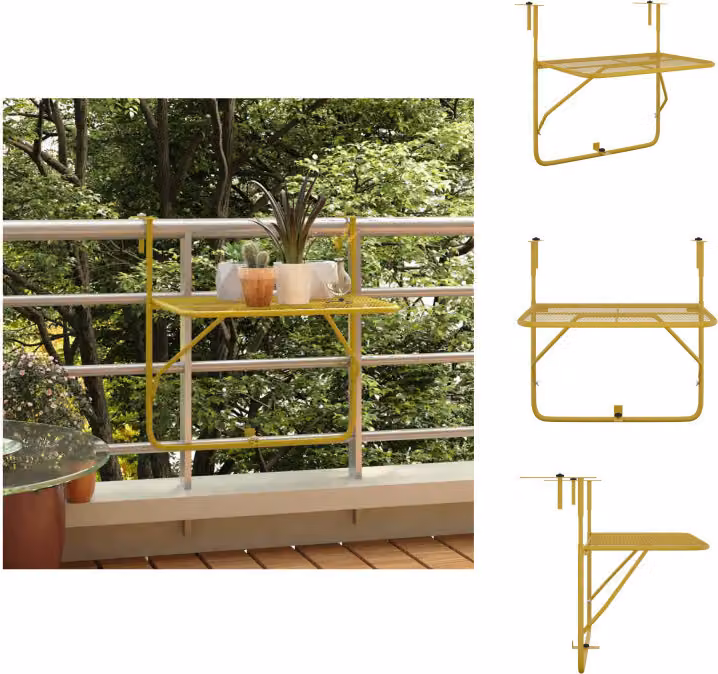 vidaXL Tavolo da balcone Golden 60x40 cm in acciaio - Tavoli da giardino