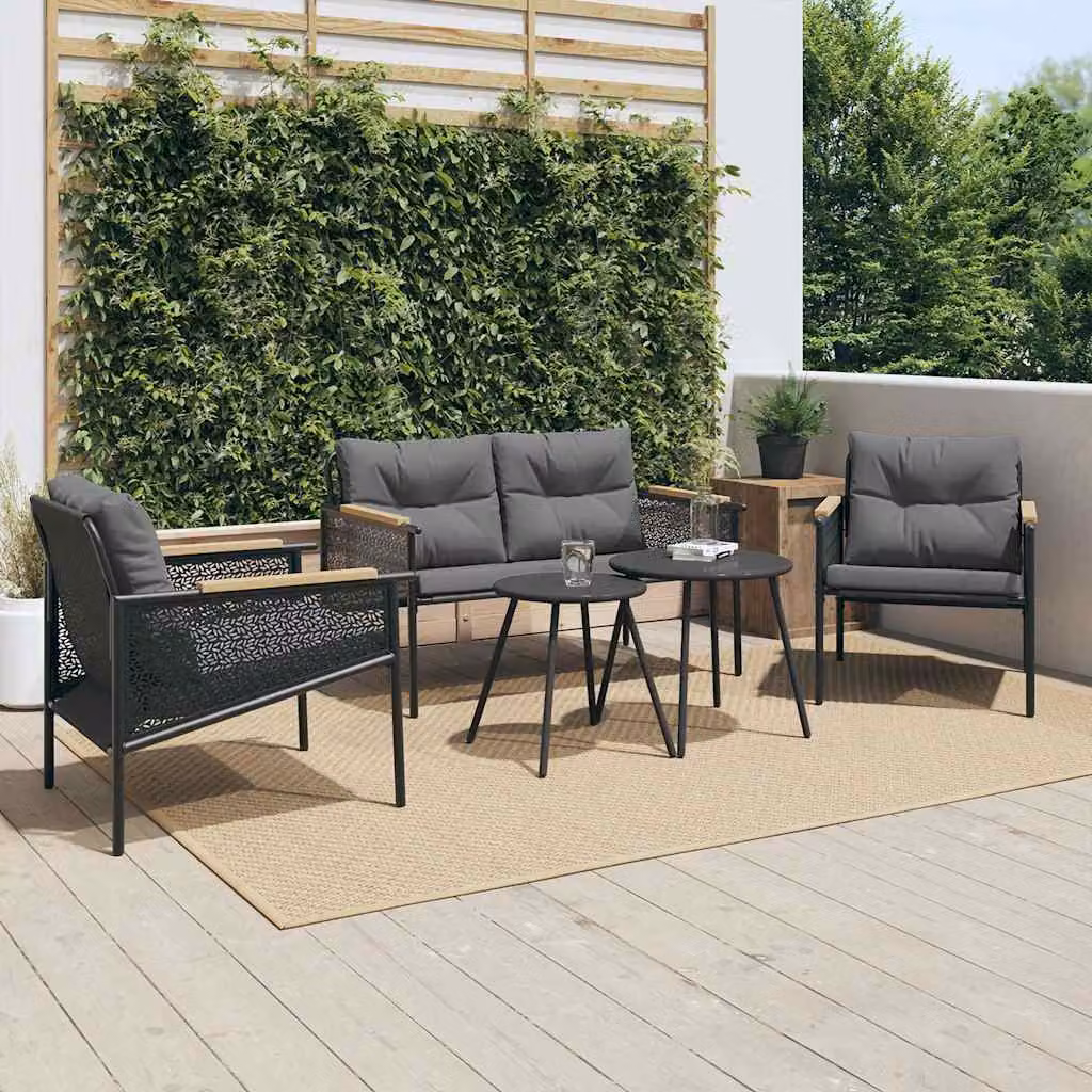 Set di mobili da esterno vidaXL composto da 5 pezzi con cuscini in antracite e struttura in acciaio verniciato a polvere per giardino e balcone – 1