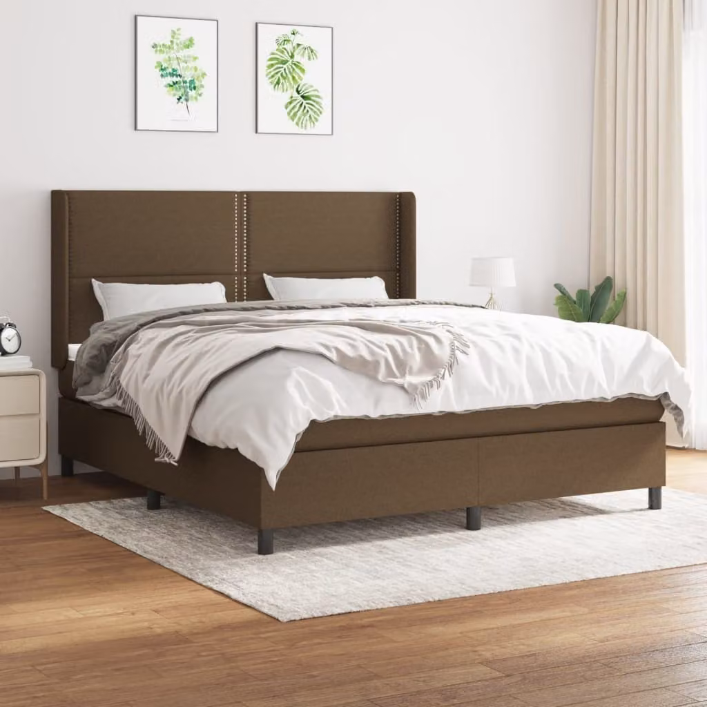 Maison Exclusive - Letto boxspring con materasso, marrone scuro, 180x200 cm, rivestimento in tessuto