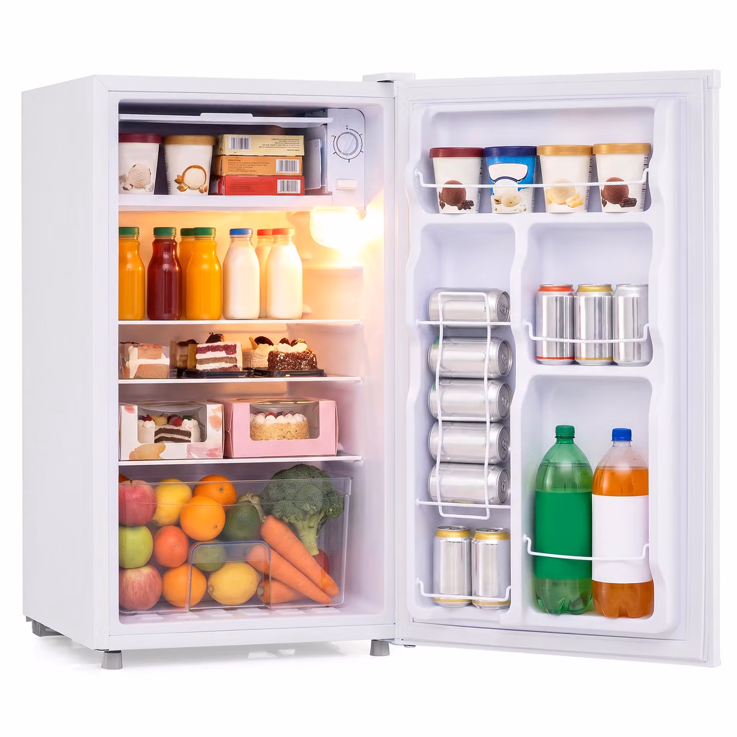 Mini Frigo Costway Bianco con Congelatore da 25l e Capacità Totale di 98l, Silenzioso e con Temperatura Regolabile a 5 Livelli