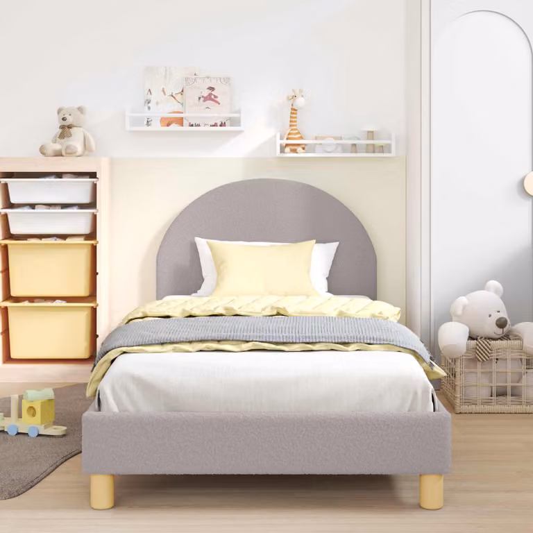 Letto per bambini vidaXL moderno in tessuto bouclé grigio L: 80 cm, P: 200 cm, H: 84 cm