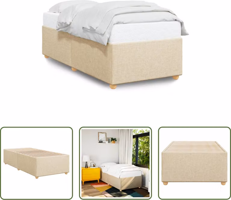 The Living Store struttura letto crema 100x200 cm in tessuto