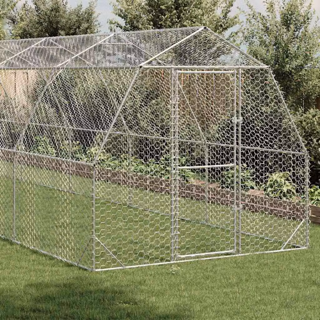 vidaXL Recinto per Polli 2,5x12x2,25 m in Acciaio Zincato
