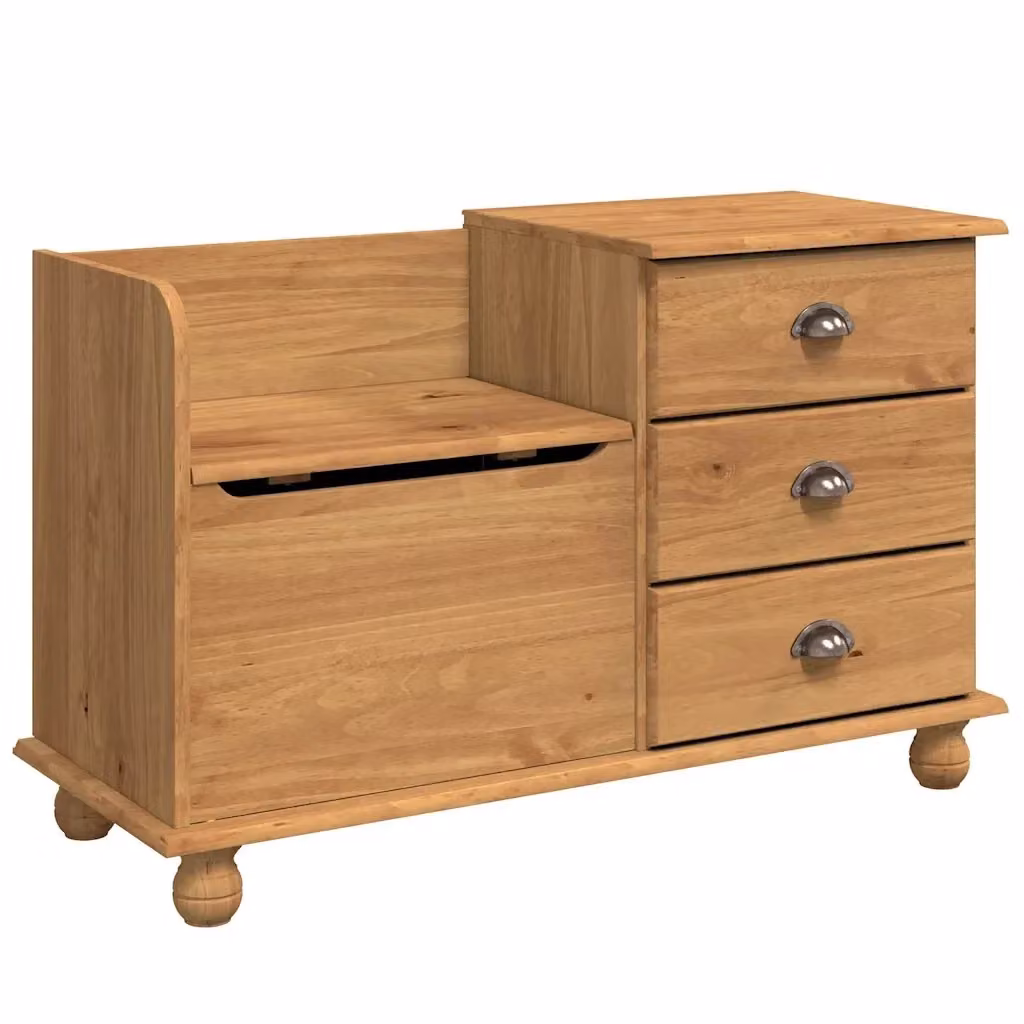 Panchina con contenitore ASKIM vidaXL in legno di pino marrone L: 100 cm, P: 39 cm, H: 62 cm – 2