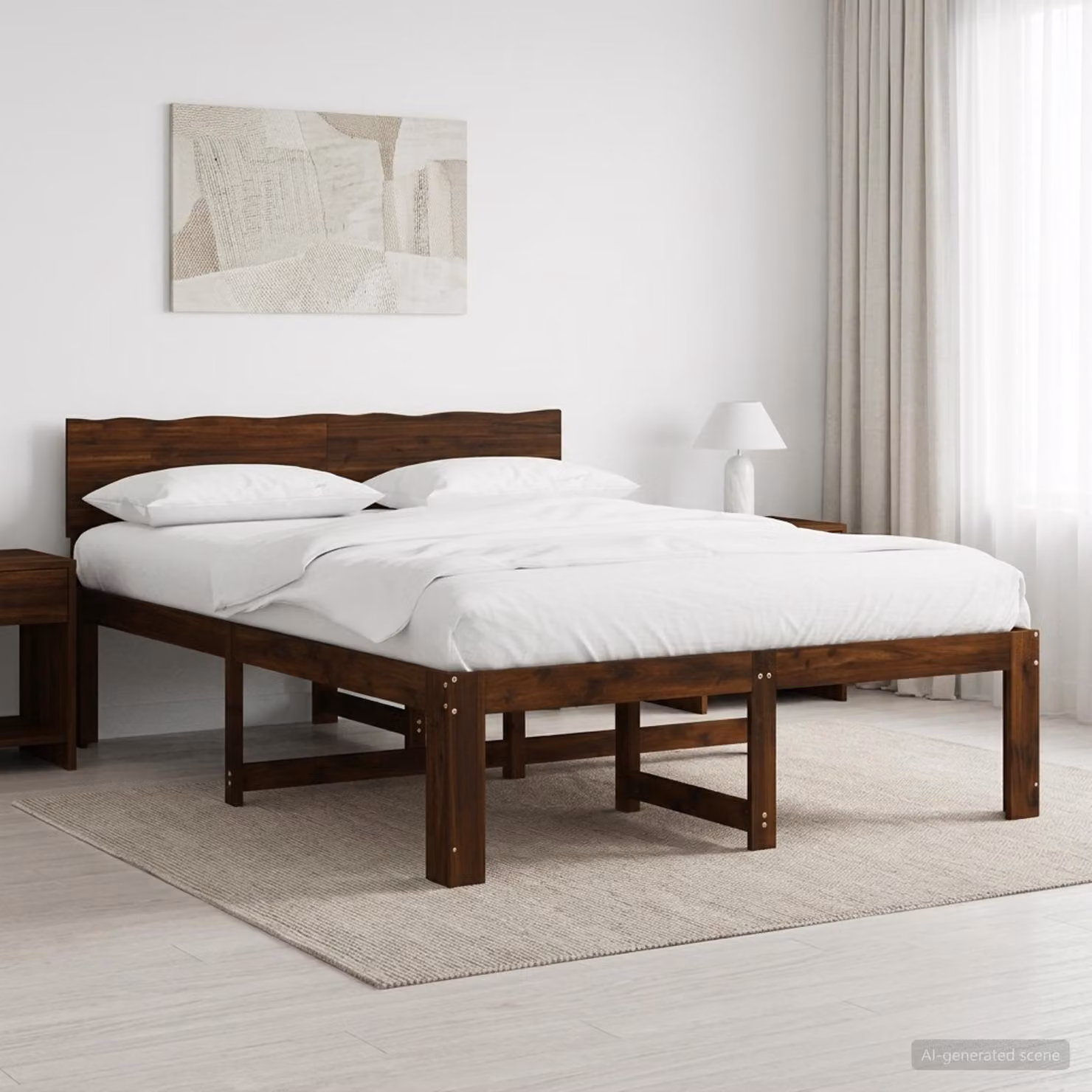Letto matrimoniale con testiera vidaXL ROSTOCK in legno di acacia marrone scuro L/P/H: 164 x 140 x 205,5 cm