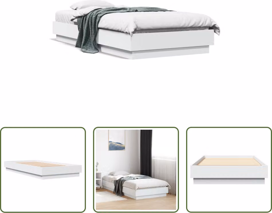 The Living Store Struttura letto bianca 75x190 cm in legno
