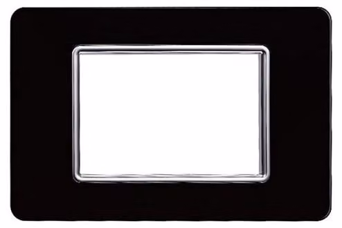 Placca compatibile Vimar Plana 3 moduli vetro colore nero Ettroit EV84302