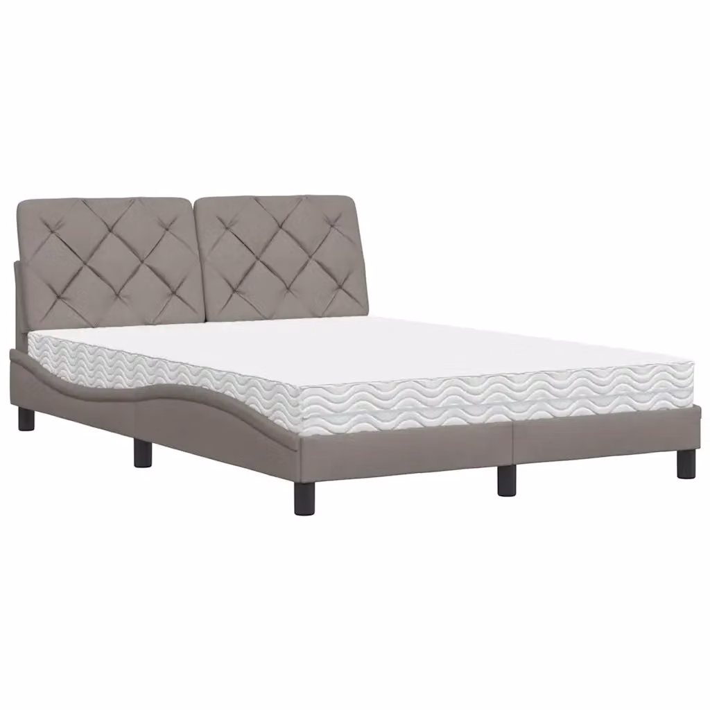Letto con materasso vidaXL in tessuto beige e grigio L/P/H: 140 x 190 x 145 cm – 2