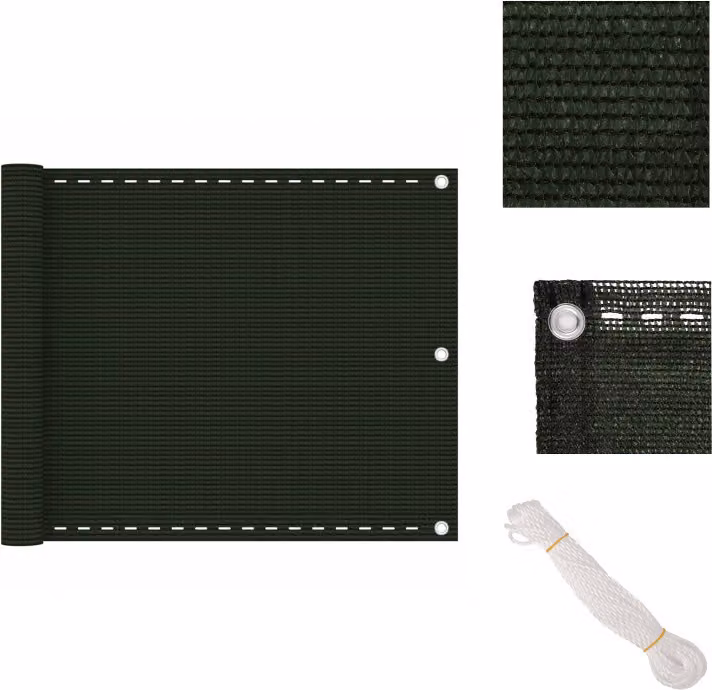 vidaXL Schermo privacy per balcone verde scuro 75x500 cm HDPE - Ombrelloni e tende da sole