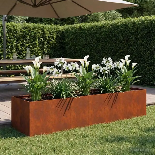 Vaso da giardino vidaXL in acciaio color marrone L: 280 cm, P: 80 cm, H: 60 cm – 1