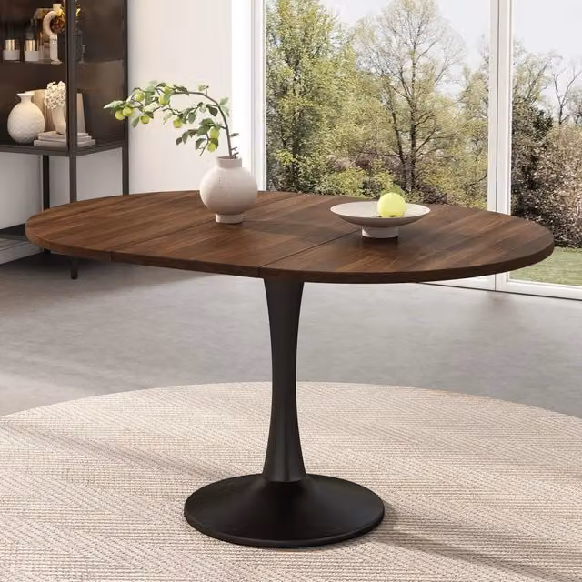 Tavolo da pranzo ovale allungabile color noce