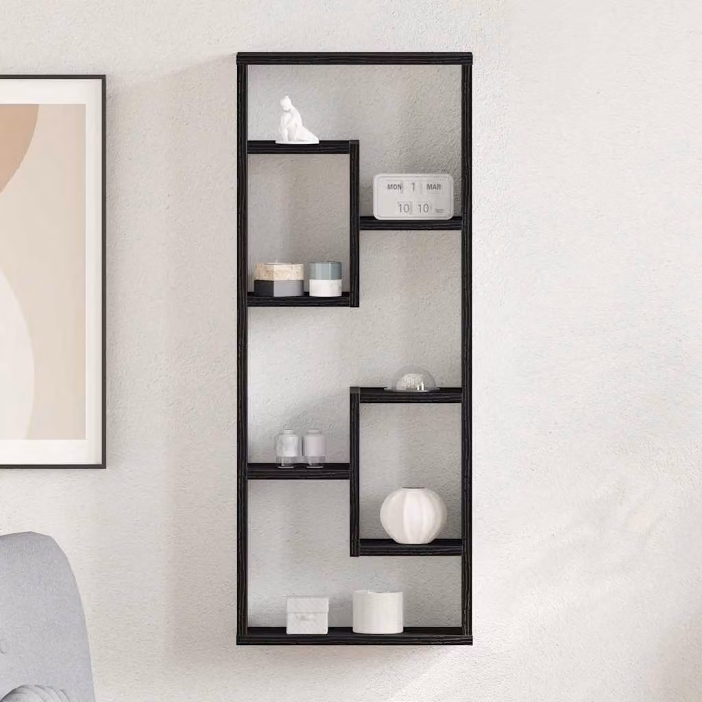 vidaXL Mensola da parete moderna in legno ingegnerizzato nero, L 36 cm x P 16 cm x H 90 cm