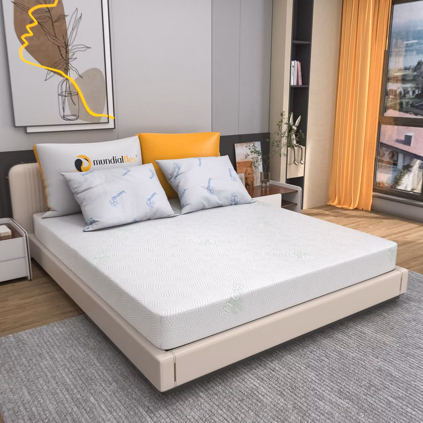 Materassi da 120x190 cm, altezza 20 cm, imbottitura in schiuma ad acqua a doppio strato, rivestimento in tessuto Kactus