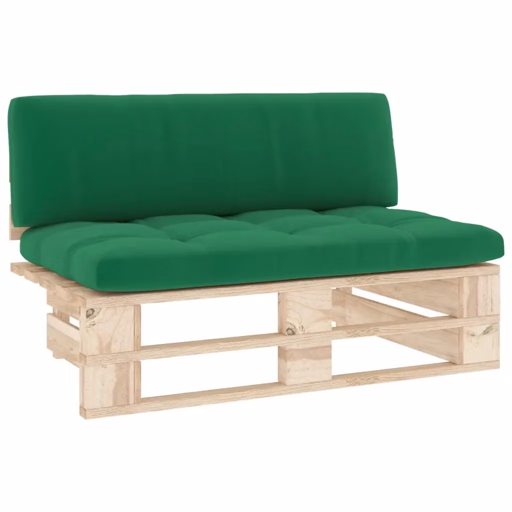vidaXL Divano Centrale da Giardino in Legno di Pino Trattato con Cuscini in Tessuto Resistente ai Raggi UV Grigio e Verde – 2