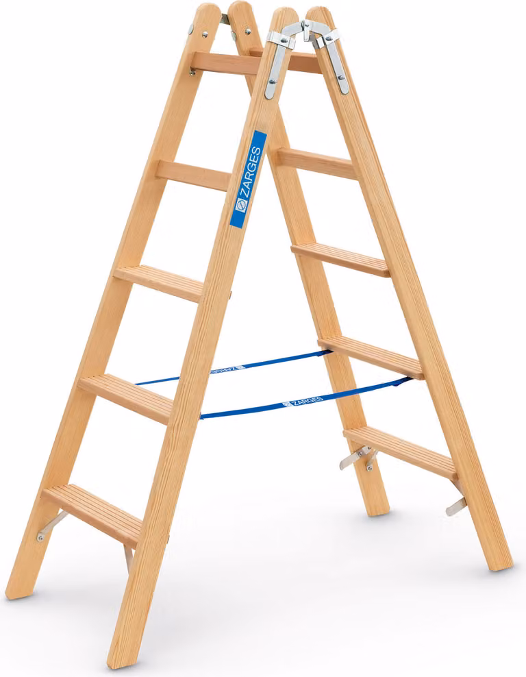 Scala a pioli in legno Zarges Crestastep B, utilizzabile su entrambi i lati, 2x5 gradini