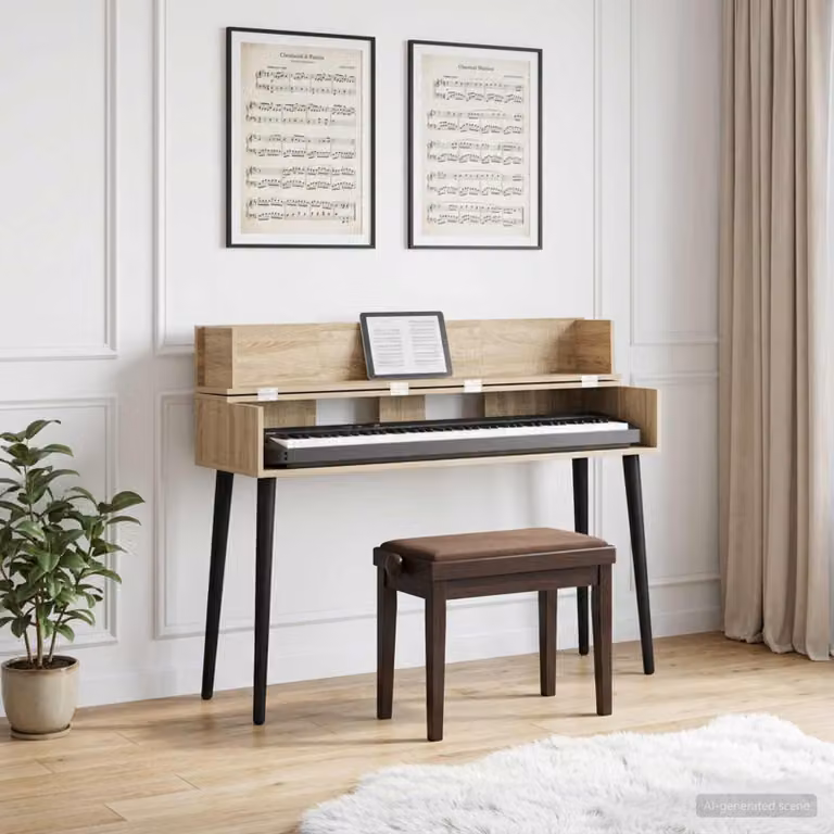Scrivania da ufficio moderna vidaXL in rovere color marrone L: 130 cm, P: 40 cm, H: 19,5 cm