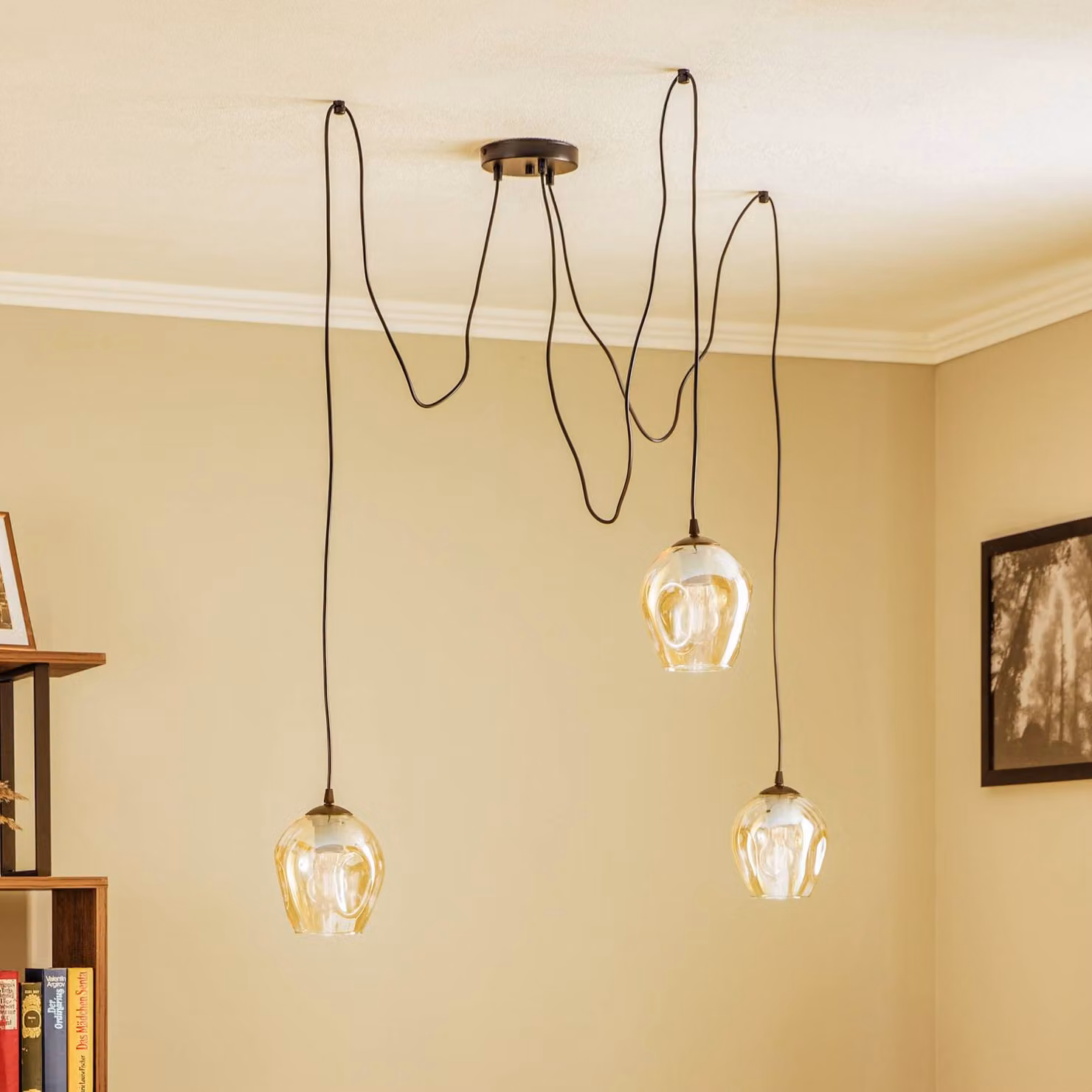 Lampada a sospensione Starla EMIBIG LIGHTING, dimmerabile, Crema / Ambra, Soggiorno / Sala da pranzo, Metallo, Moderno, Lampada a sospensione