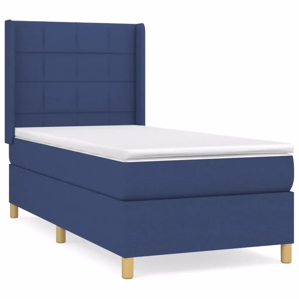 Letto Ibrido vidaXL con Giroletto a Molle e Materasso Blu e Bianco L/P/H: 90 x 200 x 203 cm – 2
