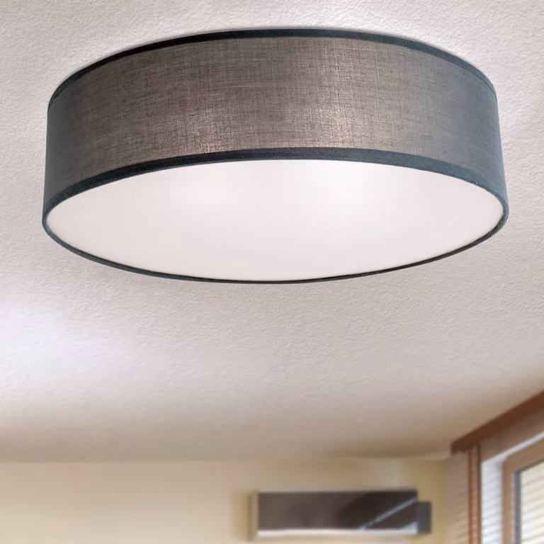 ORION Plafoniera soffitto Seda, dimmerabile, Alluminio / Grigio / Zincato, Soggiorno / Sala da pranzo, Tessuto / Stoffa / Seta, Moderno, Plafoniera