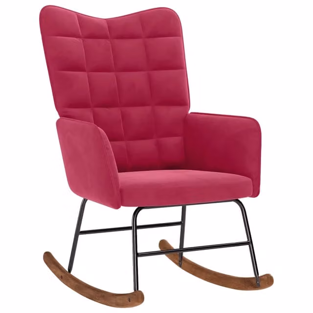 Sedia a Dondolo Rosso Vino in Velluto CFW9651127