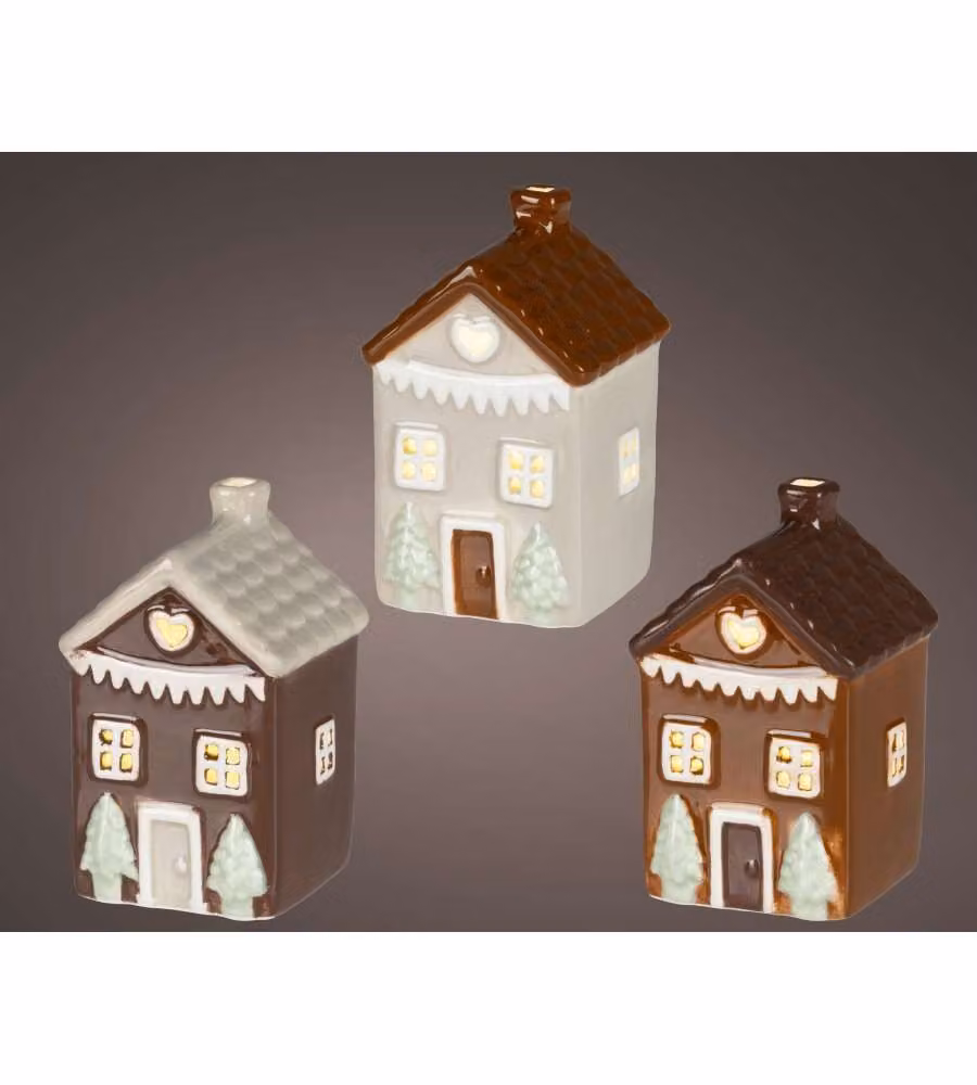LED House Casetta luminosa natalizia Assortita 6,2x5,7x10,5 cm