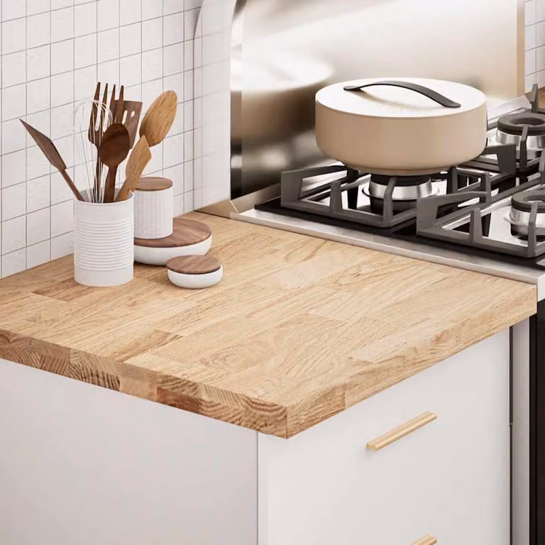 Piano di Lavoro per Cucina vidaXL in Legno Massello Rovere Marrone L: 60 cm, P: 63,5 cm, H: 4 cm