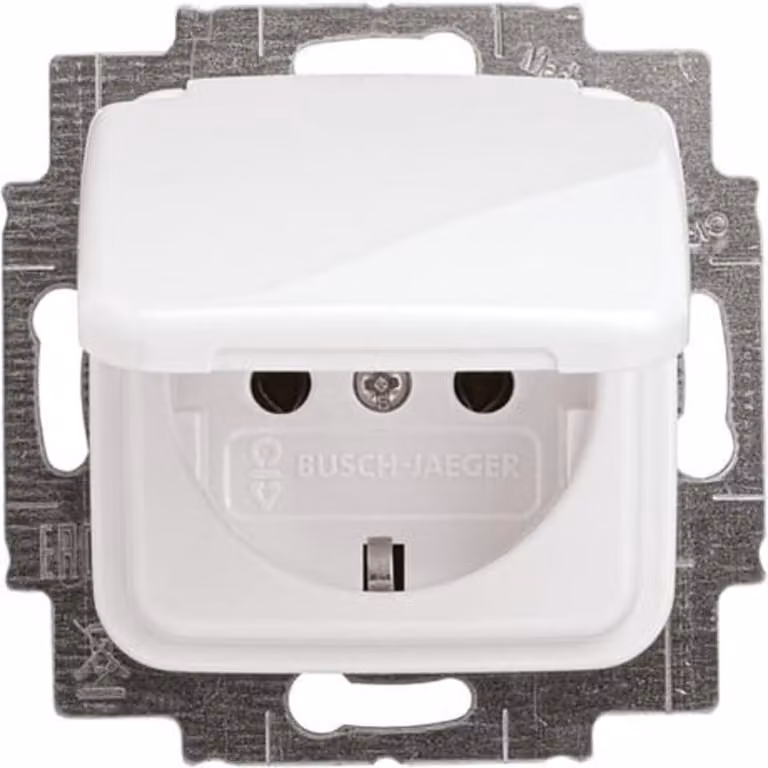 Busch-Jaeger 20EUK-214 Presa di corrente con coperchio incernierato Reflex SI bianco alpino