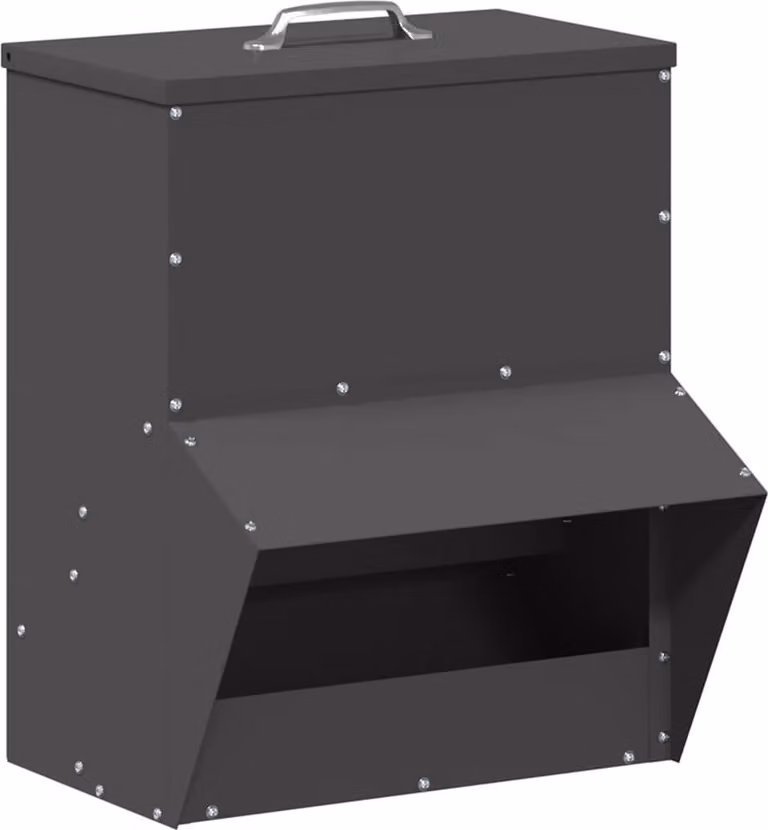 Feeder per pollo Nero 20 x 25 x 35 cm Acciaio laminato a freddo