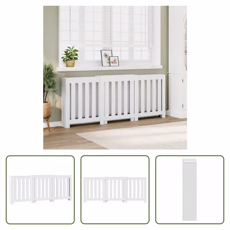The Living Store Rivestimento per radiatori Bianco 205x21,5x83,5 cm Materiale a base di legno