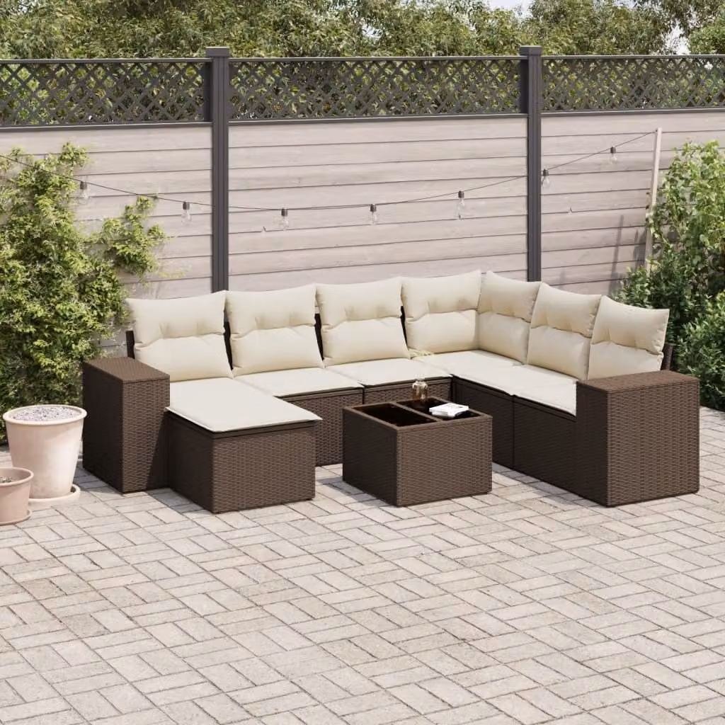 Maison Exclusive - Set Divani da Giardino 8 pz con Cuscini Marrone in Polyrattan