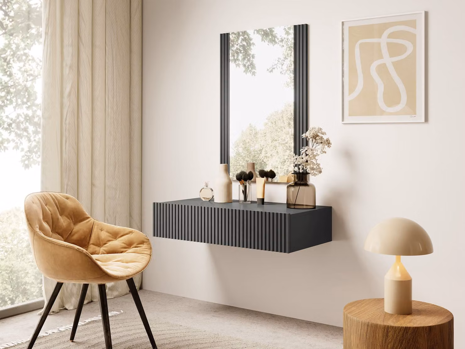 Tavolo da toilette con specchio HAER - antracite