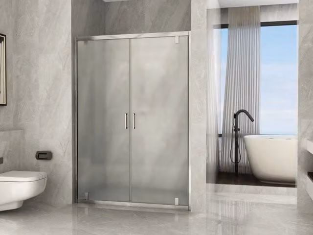 Porta doccia ingresso saloon, cristallo opaco 6mm h190cm Doliso Poeso Opaco 6mm,100 cm