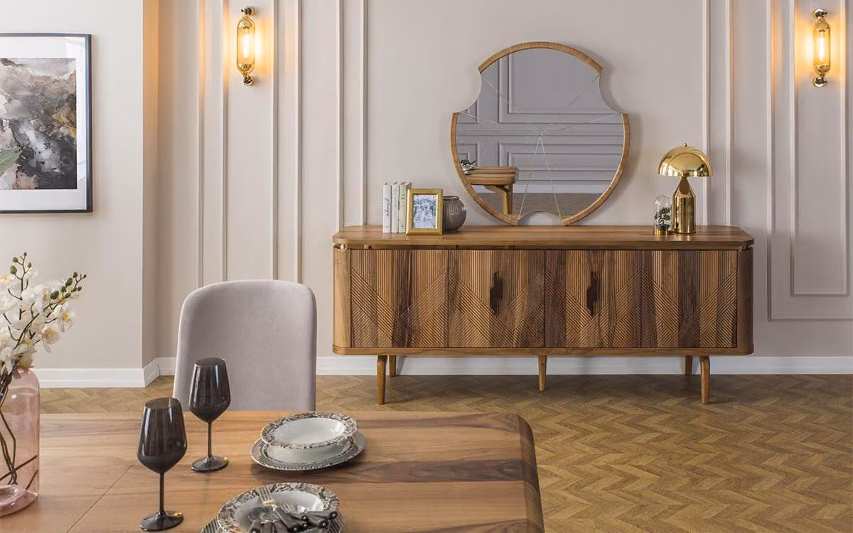 Sideboard Spiegel Wohnzimmer Designer Luxus Kommoden Modern Braun