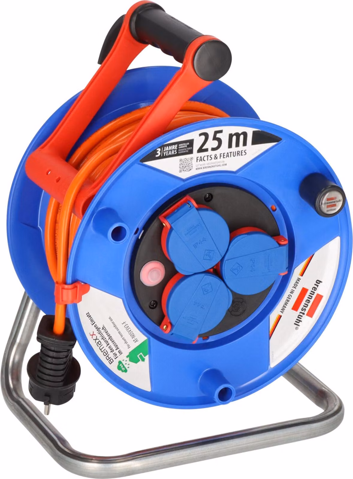 Brennenstuhl 1218740 Kabeltrommel 25 m Orange Schutzkontakt-Stecker (1218740)