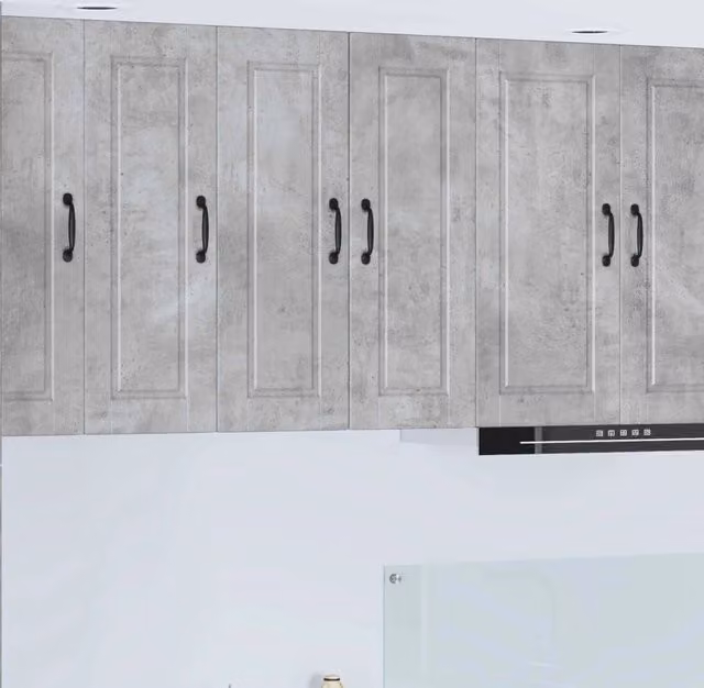 Set di 2 pensili da cucina vidaXL in legno grigio con ante a battente, L/P/H: 30 x 31 x 80 cm