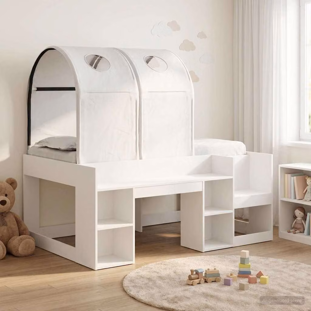 Letto per bambini con tunnel vidaXL in legno ingegnerizzato bianco L: 120 cm, P: 163 cm, H: 108,5 cm