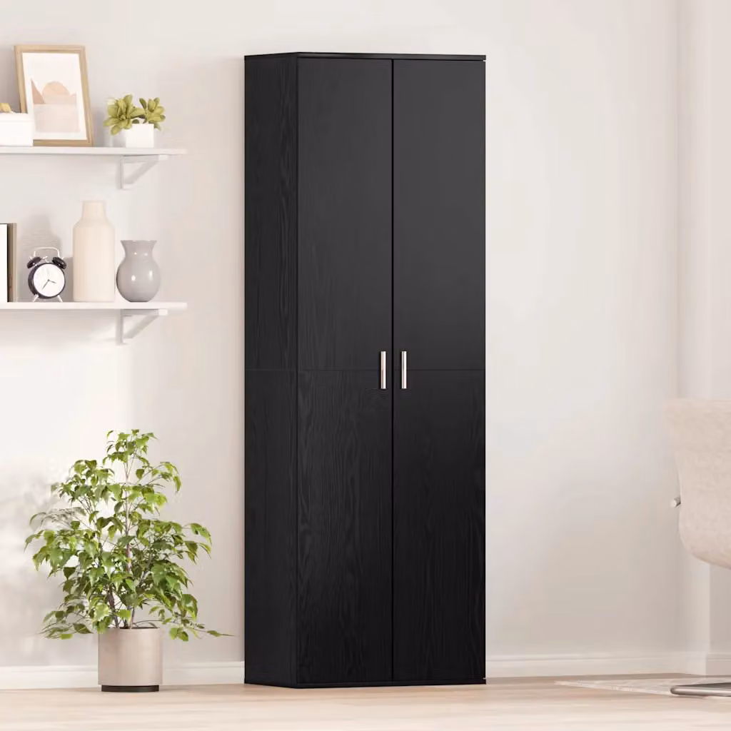Mobile alto vidaXL in legno rovere nero con ante a battente e ripiani interni L/P/H: 60 x 35 x 180 cm