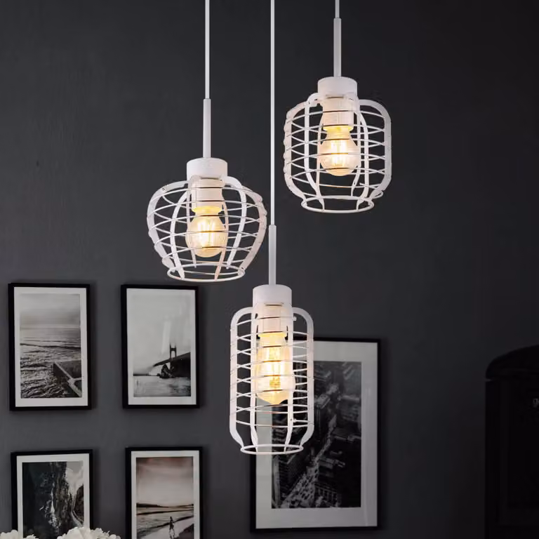 Globo Lampada a sospensione Nesa, dimmerabile, Bianco / Opale, Soggiorno / Sala da pranzo, Metallo, Lampada a sospensione