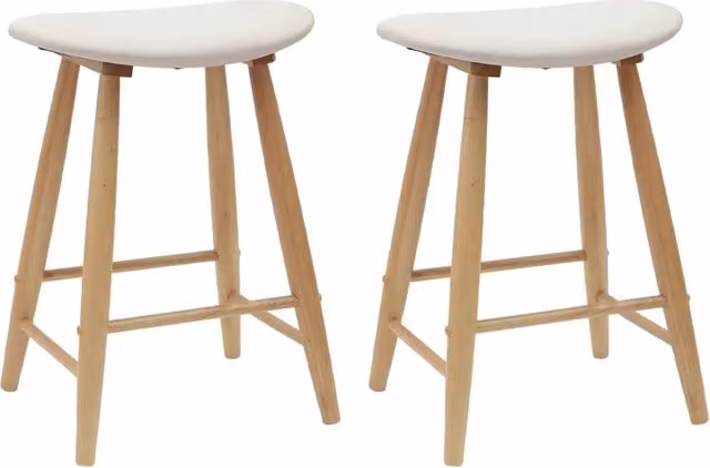 Set di 2 sedie da pranzo e cucina in stile mid-century in legno di gomma con seduta in tessuto, L/P/H: 46 x 37 x 63 cm