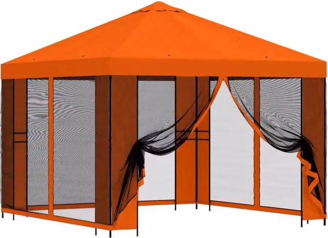 Gazebo | Pergolato da giardino con pareti laterali 3 x 3 m Arancione