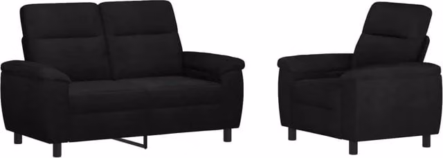 Set di 2 divani moderni vidaXL in tessuto nero con struttura in metallo per il tuo soggiorno