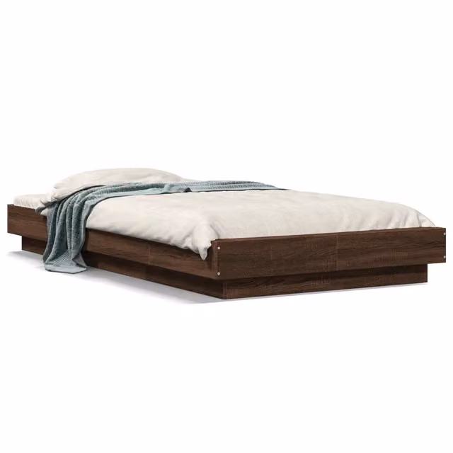 Letto singolo moderno in legno multistrato color rovere marrone con doghe piatte fisse L 75 cm x P 190 cm