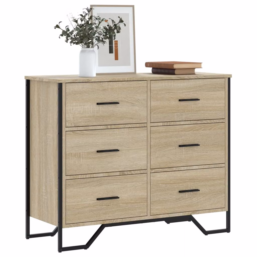 Cassettiera vidaXL in Rovere Sonoma, Colore Marrone/Beige, L/P/H: 91 x 35,5 x 74,5 cm